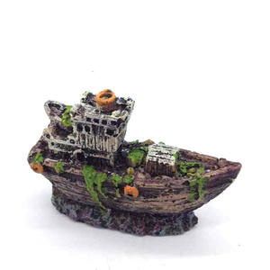 Hars Materiaal Gezonken Schip Mini Piratenschip, Vernield Schip <span class=keywords><strong>Aquarium</strong></span> Landschapsarchitectuur Voor Kleine Aquaria Huisdier Versieren Accessoire - Product Image 1