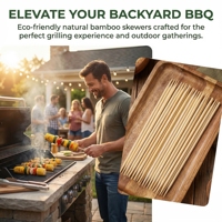 Brochettes de barbecue en bambou naturel, bâtonnets jetables de 25 cm pour grillades et fêtes