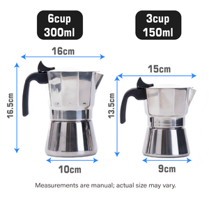 <span class=keywords><strong>Caffettiera</strong></span> Italiana in Acciaio Inox con <span class=keywords><strong>Valvola</strong></span> di Sicurezza e Beccuccio a V, da 3 o 6 Tazze, per Fornello a Gas, Campeggio e Cucina - Product Image 2