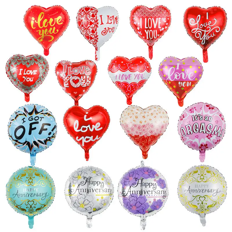 New 18 Inch Happy Valentines Day Balloon For Party Decorations Heart Valentine Balloons 18 Inches Globos I Love You Foil Ballons