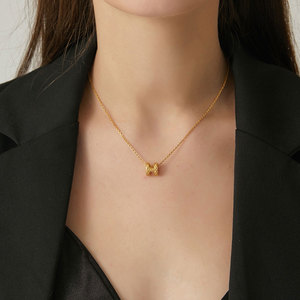 Collar de Joyería con Colgante de Diseño en Forma de H, Chapado en Oro de 18k, Acero Inoxidable 316L, Resistente al Agua y al Deslustre, para Mujer - Product Image 2