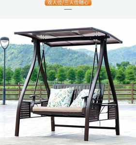 ชิงช้ากลางแจ้ง: สวนสนาม/ระเบียงกลางแจ้งกันฝนอลูมิเนียมหล่อจากแสงอาทิตย์เก้าอี้โยกคู่และชิงช้า - Product Image 6