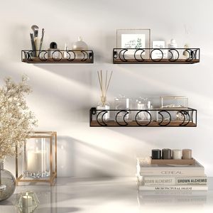 <strong>Floating</strong> <strong>Shelf</strong> Brown Black, 3-piece Small Decorative Wall <strong>Shelf</strong> for Book Plant <strong>Storage</strong>, Collectibles Lying Display <strong>Shelf</strong> - Product Image 2