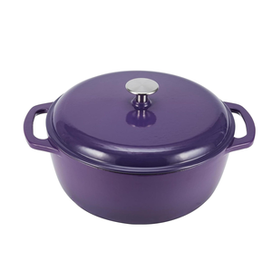 Ensemble de casseroles néerlandaises rondes en fonte violette avec couvercle Matériau céramique en métal durable pour cuisinière à <span class=keywords><strong>gaz</strong></span> Cuisine des aliments Soupe Restaurants - Product Image 1