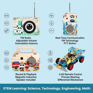 ชุดทดลองวิทยาศาสตร์ฟิสิกส์หุ่นยนต์ STEM ไม้ 4 in 1 ระดับพรีเมียม สำหรับการประมูลของรัฐบาล อุปกรณ์การสอนวิทยาศาสตร์ในห้องเรียนโรงเรียน - Product Image 4