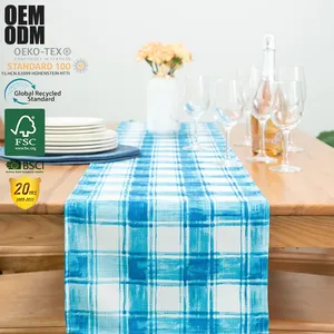 Chemin de Table de luxe en lin 100% Polyester imperméable et lavable, chemin de Table d'extérieur pour Table à manger de mariage