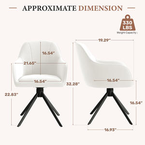 Silla de Comedor Giratoria Moderna de Terciopelo, Reclinable, Impermeable, con Rotación de 360°, Patas Metálicas Ergonómicas y Resistentes para Comedor, Hogar u Oficina - Product Image 6