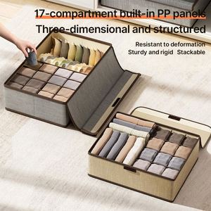 Organisateur de tiroir 3-en-1 avec couvercle, boîte de rangement pliable et empilable pour sous-vêtements et chaussettes, idéal pour armoire - Product Image 2