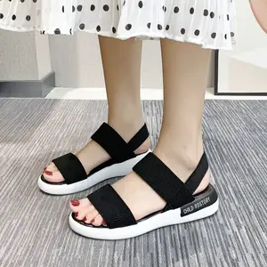 Yaz yeni spor sandalet kadın öğrenci düz giyim peri roma plaj kadın ayakkabısı elastik bant sandalet