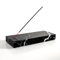 Porte-encens en marbre noir Marquina WeiVibe, finition polie, approvisionnement en gros OEM pour spa, méditation, décoration intérieure