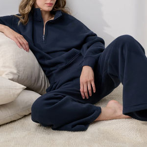 เสื้อฮู้ดดี้ผ้าเทอร์รี่หนานุ่มคุณภาพสูงทรงโอเวอร์ไซส์สำหรับผู้หญิง สไตล์สตรีทแฟชั่น ปักลายได้ตามต้องการ แบบซิปครึ่งตัว - Product Image 1