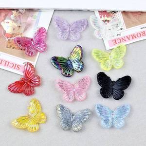 Holographic Electroplated Butterfly Acrylic Charms DIY Hair Clip Earring Pendant Phone Case Cream <b>Glue</b> Material Pack 12 Colors - Product Image 5