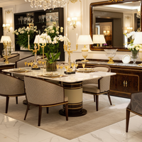 Table à manger contemporaine de luxe en marbre blanc avec 6 chaises, ensemble de salle à manger pour appartement, pour la maison