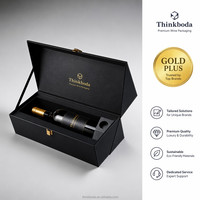 Coffret cadeau vin noir de luxe à double couche avec verres, emballage innovant en carton rigide noir mat à 2 niveaux