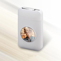 Rangement en métal personnalisé étui à cigarettes de poche 19 bâtons boîte à tabac avec USB rechargeable allume-cigare électrique avec lumière LED