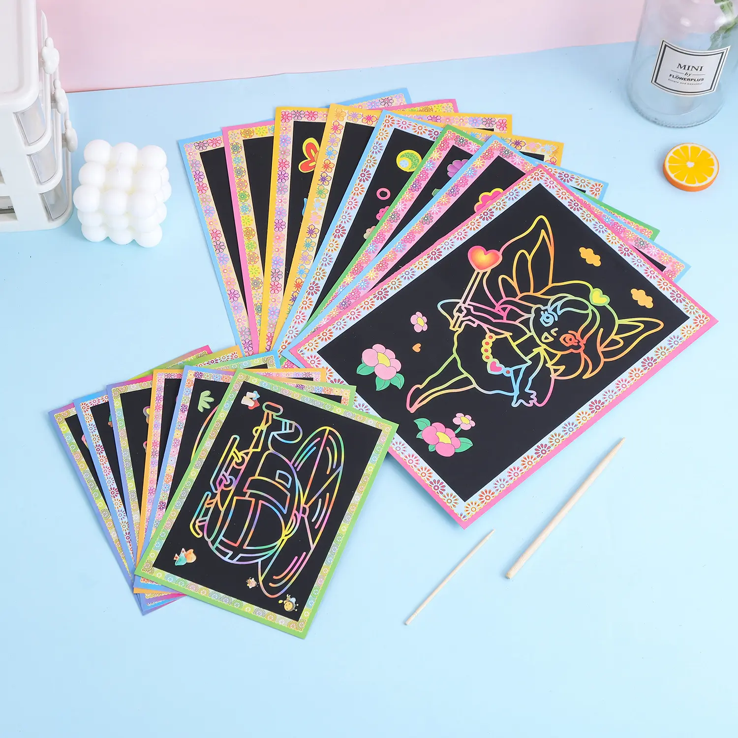 2022 Groothandel Amazonhot Selling Cartoon Kleurrijke Kinderen Kinderen Zachte Slip Scratch Art Paper