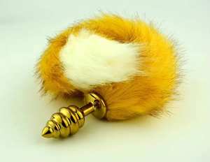 Nuovo stile in metallo dorato anale Plug giallo vendita calda coda di volpe per la femmina - Product Image 5