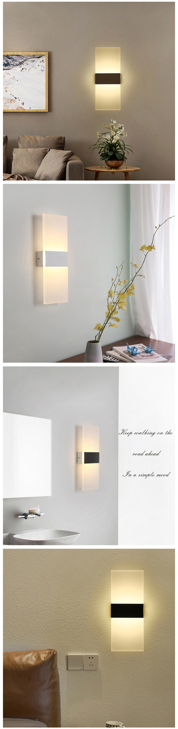 Modern Decorative Indoor Bedside Up Down Mounted Beside Acrylic LED Wall Sconce Light