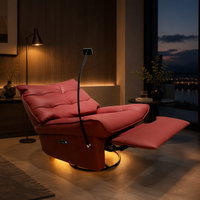 Fauteuil inclinable électrique, fauteuil inclinable en cuir pivotant à 360° avec lumière ambiante LED et support pour téléphone pour la maison et l'hôtel