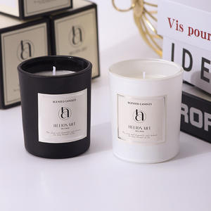Vente en gros Logo personnalisé blanc noir mat luxe personnalisé cire de soja bougie parfumée bougie en verre tasse/pot avec boîte cadeau - Product Image 1