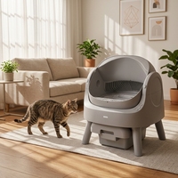 Litière automatique autonettoyante intelligente AS11, toilette pour animaux à toit ouvert avec plusieurs capteurs infrarouges, installation facile, nettoyage facile