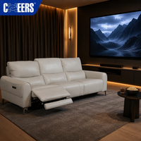 MANWAH CHEERS Zero Wall Power Relaxsofa 3-Sitzer Elektrisches Leder-Relaxsofa L-Form Wohnzimmer-Set Möbel Couch
