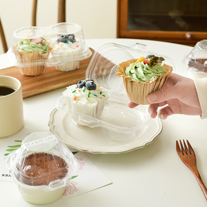 Two Pack Cupcake Packing Plastic Individual Plastic Cupcake Containers <strong>Disposable</strong> Clear to Go with Connected Airtight Dome Lid - Product Image 3