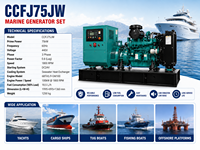 Groupe électrogène diesel marin triphasé SCDC CCFJ75JW 75 kW 1800 tr/min 6BTA5.9-GM100 pour bateaux de pêche et bateaux de patrouille