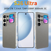 Smartphone S26 Ultra 5G Android 15 Écran LCD HD 7,3 pouces 120Hz 16 Go de RAM 1 To de ROM Appareil photo 108 MP Batterie 8000 mAh Déverrouillage facial Deca Core MTK