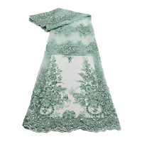 Tissu en dentelle blanc pur, perles brodées, tissu en dentelle à paillettes, tissu en dentelle à mailles, tissu pour robe de mariée