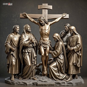 Estatua de bronce de religión católica cristiana Duodécima Estación de tamaño real Jesús muere Cruz famosa Jesús 14 estación escultura de latón - Product Image 5