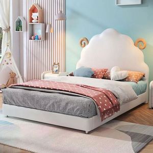 Lit enfant moderne Princesse Mouton, design château minimaliste, cadre de lit simple pour filles, garçons, décoration de chambre d'enfant - Product Image 1