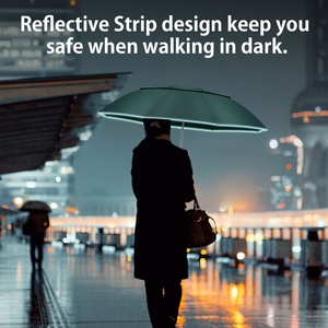 Customized Modern 3 Fold Metal <b>Frame</b> <b>Plastic</b> Handle 8 Ribs Sun Umbrella Double Layer Air Vent Design 21 Inch Fully Umbrella - Product Image 2