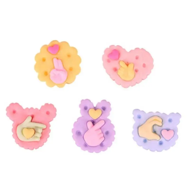 Cartoon Food Play Love Cookie Resin Accessoires Resin Biscuit Phone Charms For Decoration