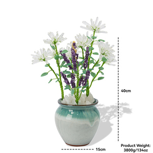 Décoration <span class=keywords><strong>de</strong></span> la vie quotidienne : Vase en pierre <span class=keywords><strong>de</strong></span> quartz clair, pointe <span class=keywords><strong>de</strong></span> quartz, éclats d'améthyste, feuille <span class=keywords><strong>de</strong></span> jade vert aventurine, pour bonsaï - Product Image 6