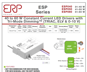 Mejor Precio Esp050W-1200-42 Fuente de Alimentación LED AC-DC de 50W 24-42V 1200mA IP64 Impermeable con Carcasa de Aluminio y Atenuación de Tres Modos - Product Image 2