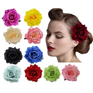 Summer Beach Rose Flower Hairpin Women Hair Accessories Elegant Wedding Bridesmaid Bridal Rose Flower Hair Clip