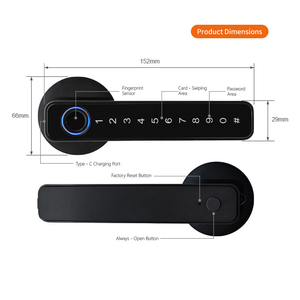 Serrure intelligente à verrouillage automatique Tuya Scanner biométrique Bluetooth <span class=keywords><strong>Code</strong></span> Cylindres Numérique Interne Électronique Poignée <span class=keywords><strong>de</strong></span> porte principale Serrure à mortaise - Product Image 6