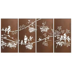 Paravent moderne en acier Corten pour intérieur/extérieur, étanche, lumineux, résistant aux intempéries, facile à installer pour jardin et pièce - Product Image 4