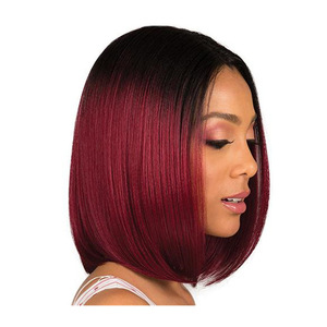 Pelucas Bobo con degradado negro a rojo <span class=keywords><strong>vino</strong></span>, pelucas cortas de pelo liso para mujer, degradado negro a rojo <span class=keywords><strong>vino</strong></span> - Product Image 5