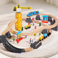 Ensemble de train électrique en bois pour enfants de 76 pièces, train à grande vitesse, ensemble de construction de la circulation urbaine