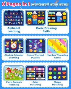 Tavola delle Attività Montessori, Giocattoli per Bambini e Bambine, Libro delle Attività |   Giocattoli Sensoriali Educativi per l'Apprendimento - Product Image 4