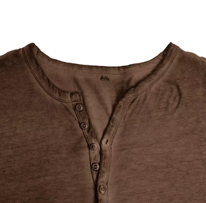 T-shirt Henley à manches longues 100 % coton pour homme - Coupe ajustée, haut uni à boutons pour un style décontracté, respirant et doux - Product Image 5
