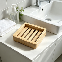 Support à Savon en Bambou Personnalisé OEM avec Drainage, Plateau à Savon en Bois à Lattes avec Trous de Drainage pour Douche et Évier, Économiseur de Savon