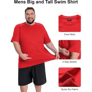 FOXA Mens Big And Tall Swim Shirt UPF 50+ Rash Guard Short Sleeve Quick Dry Fishing T-Shirt 2XL 8XL - Product Image 3