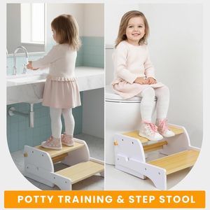 Taburete <span class=keywords><strong>de</strong></span> Madera para Niños Pequeños, Ajustable en Altura, <span class=keywords><strong>de</strong></span> 2 Peldaños, Diseño Multifuncional <span class=keywords><strong>de</strong></span> Elefante con Asas para Baño, Cocina y Dormitorio - Product Image 2