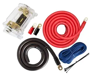 Kabel Amplifier Mobil Otomatis, 0 4 8 10AWG Ga Meteran, Kit Kabel Audio Subwoofer RCA Set Sekering Kabel Daya