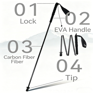 Bâtons de randonnée pliables en fibre de carbone OKHEALING T800 |   Bâtons de randonnée/camping ultra-légers et réglables - Product Image 3