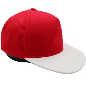 Toptan yüksek kaliteli pamuk Hip-Hop Snapback kapaklar OEM özel 5 Panel kırmızı beyzbol şapkası nakış Logo baba şapka