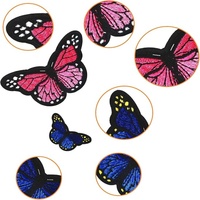 Patchs en tissu sergé brodés en forme de papillon, écologiques, pour chapeaux et sacs